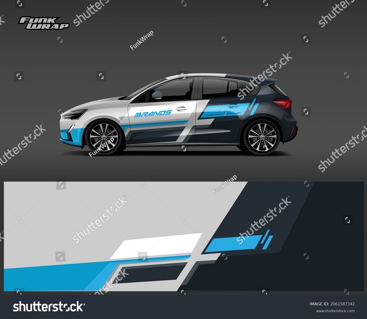 Car wrap design vector, truck and cargo van decal. Graphic abstract stripe racing background designs for vehicle, rally, race, adventure and car racing livery