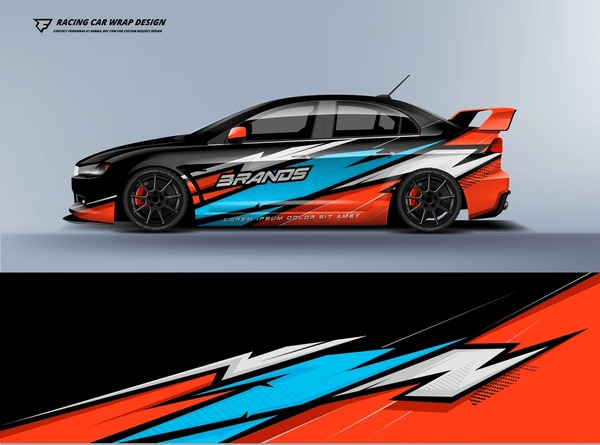 Car Wrap Design. sport hatchback Racing wrap printable design eps vector file.