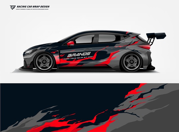Car Wrap Design. sport hatchback Racing wrap printable design eps vector file.