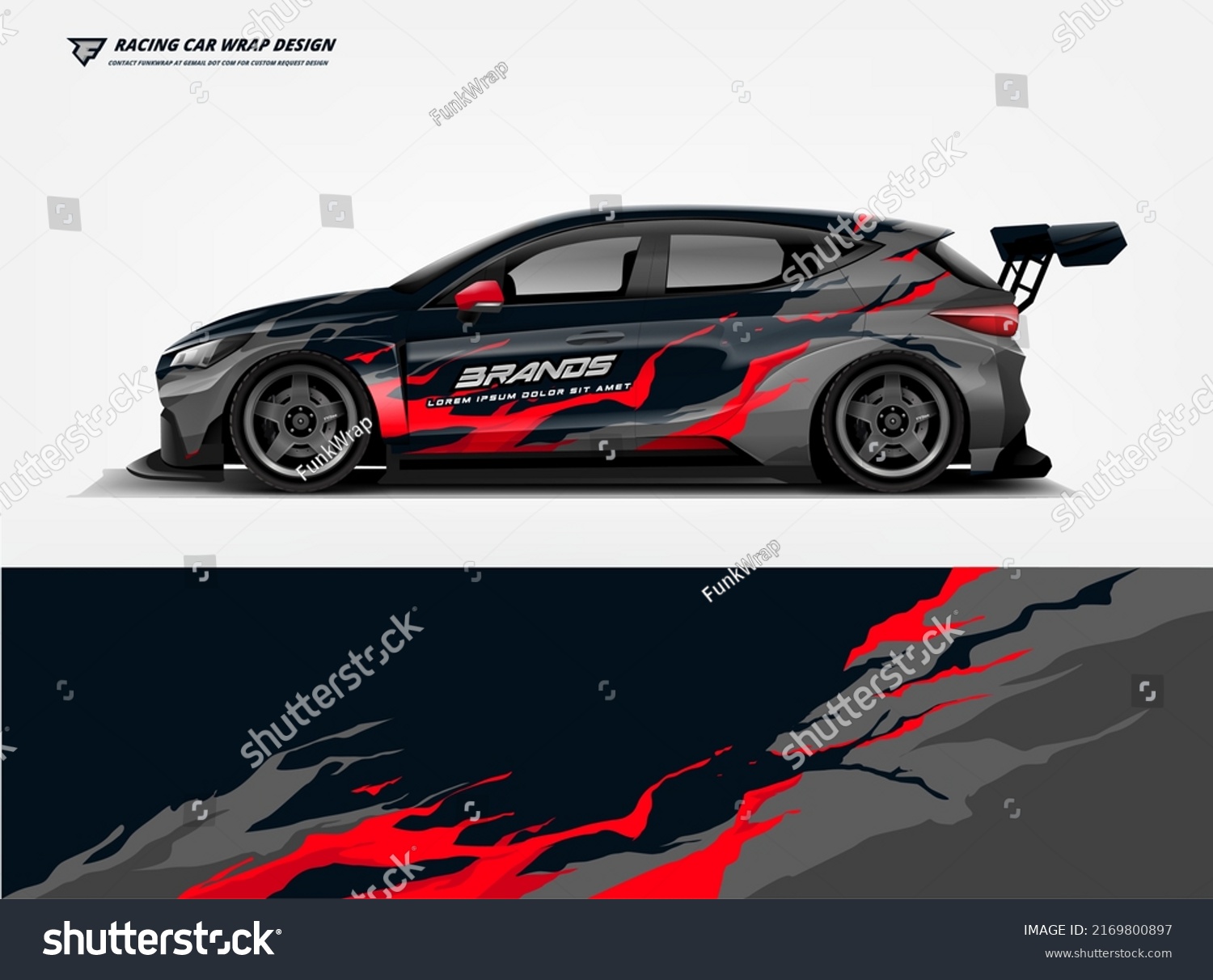 Car Wrap Design. sport hatchback Racing wrap printable design eps vector file.