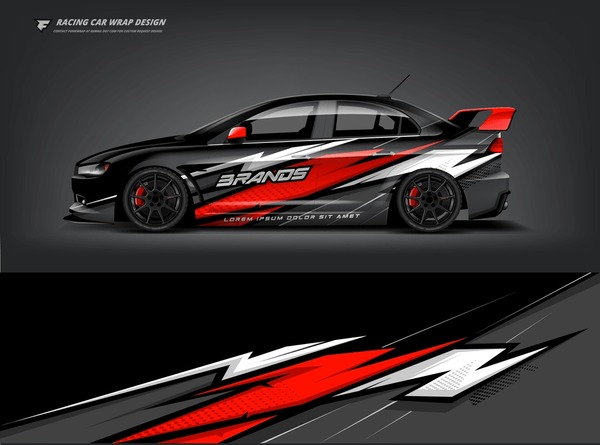 Car wrap livery design Racing sport car background printable file.