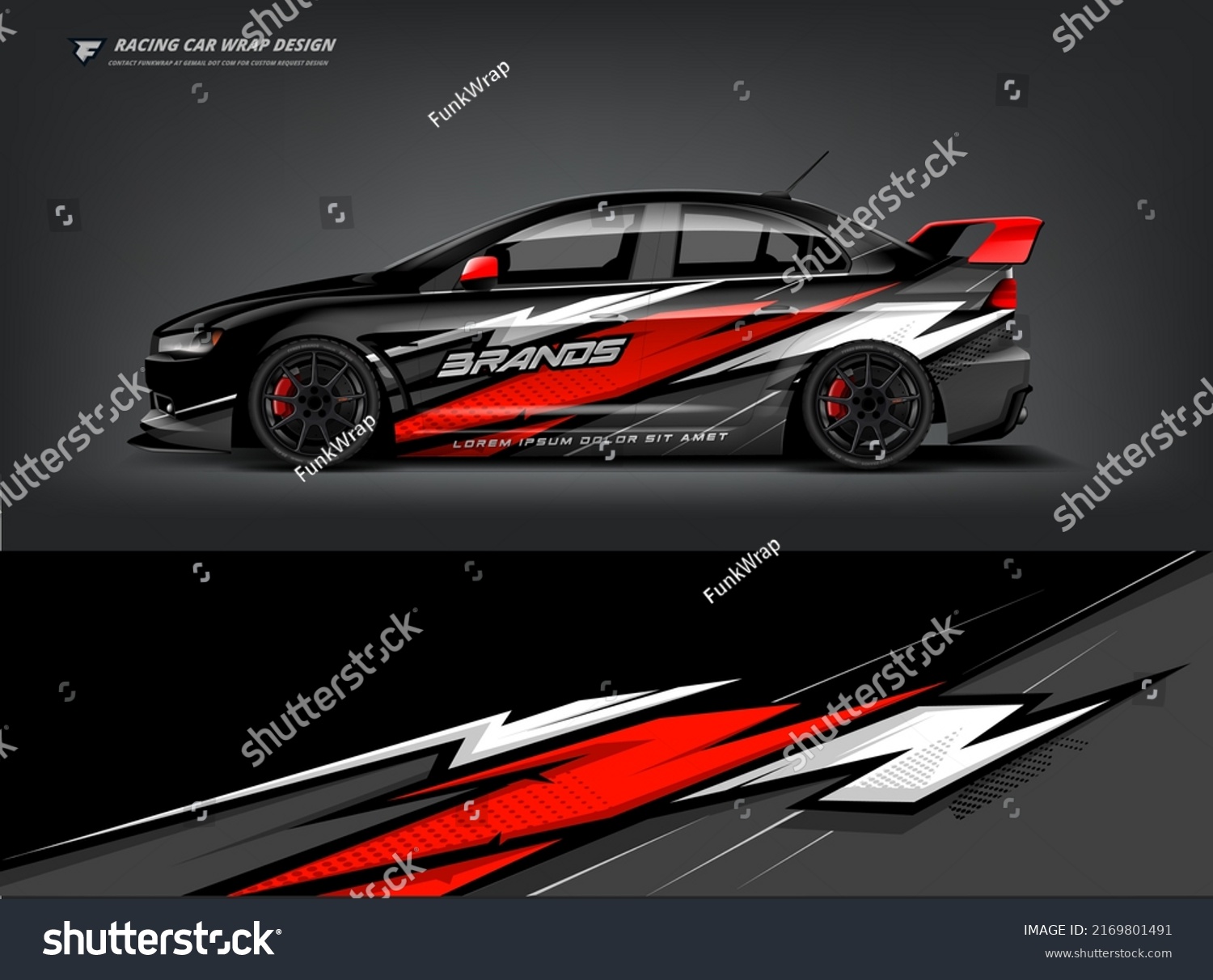 Car wrap livery design Racing sport car background printable file.