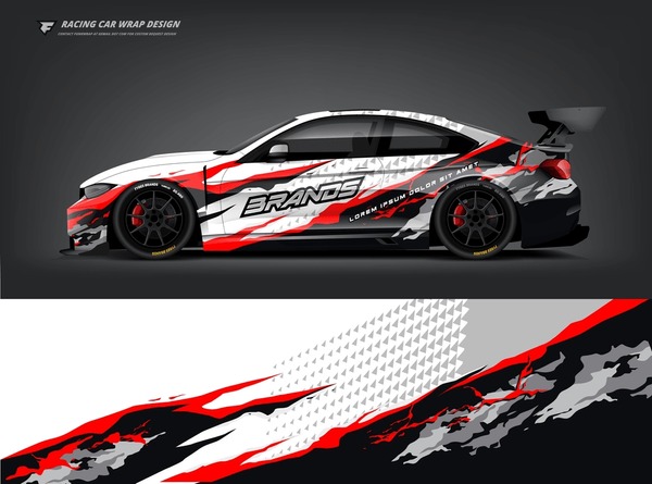 Car wrap livery design Racing sport car background printable file.