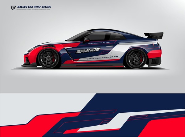 Car wrap livery design Racing sport car background printable file.
