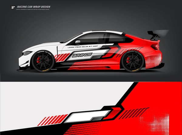 Car wrap livery design Racing sport car background printable file.