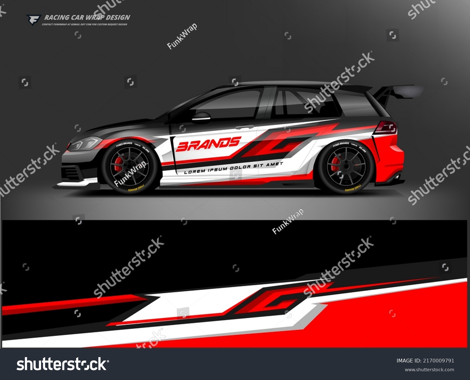 Car Wrap Design. sport hatchback Racing wrap printable design eps vector file.