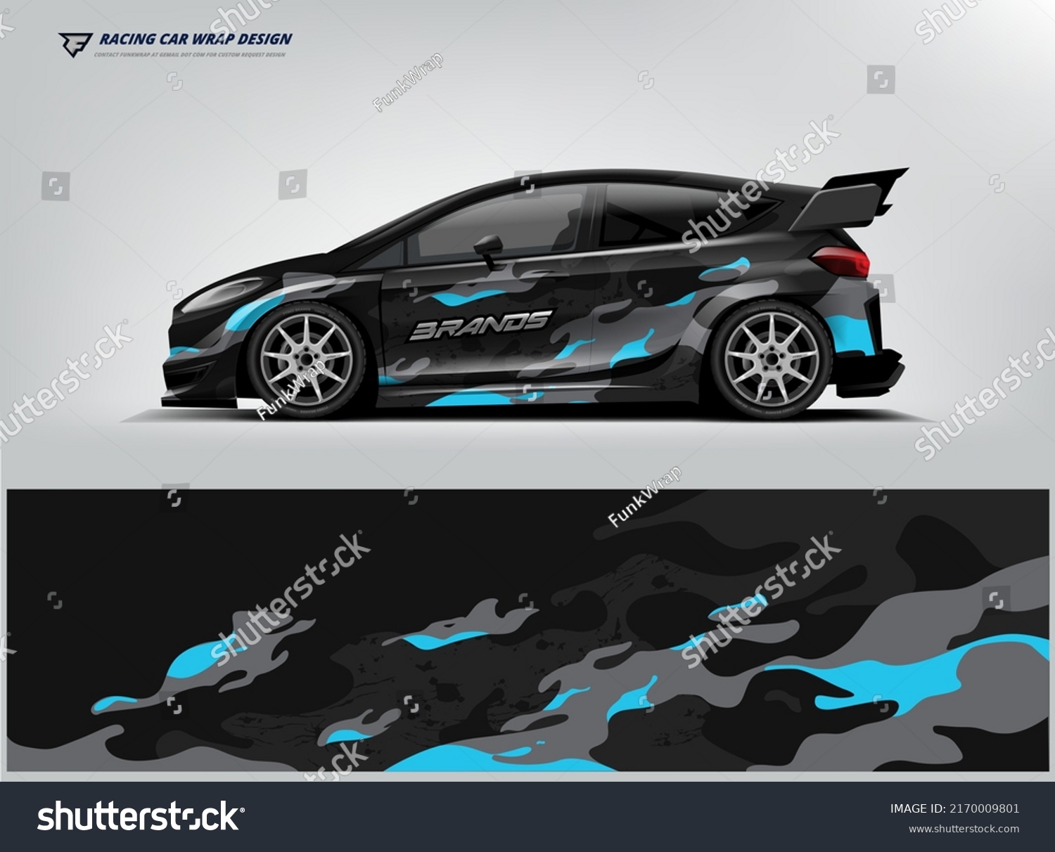 Car Wrap Design. sport hatchback Racing wrap printable design eps vector file.
