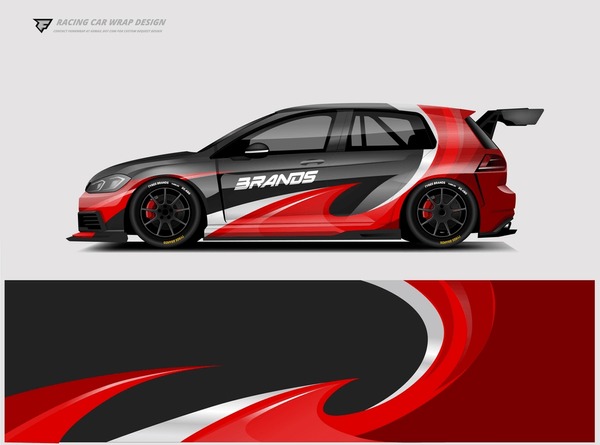 Sport Hatchback livery wrap Design. Printable file eps.