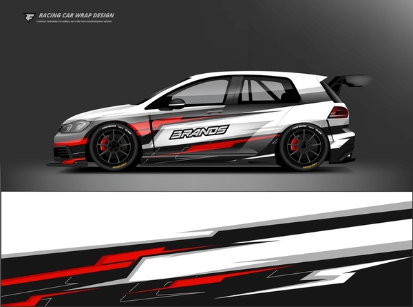 Car decal design vector. Graphic abstract stripe racing background kit designs for wrap vehicle, race car, rally, adventure and livery