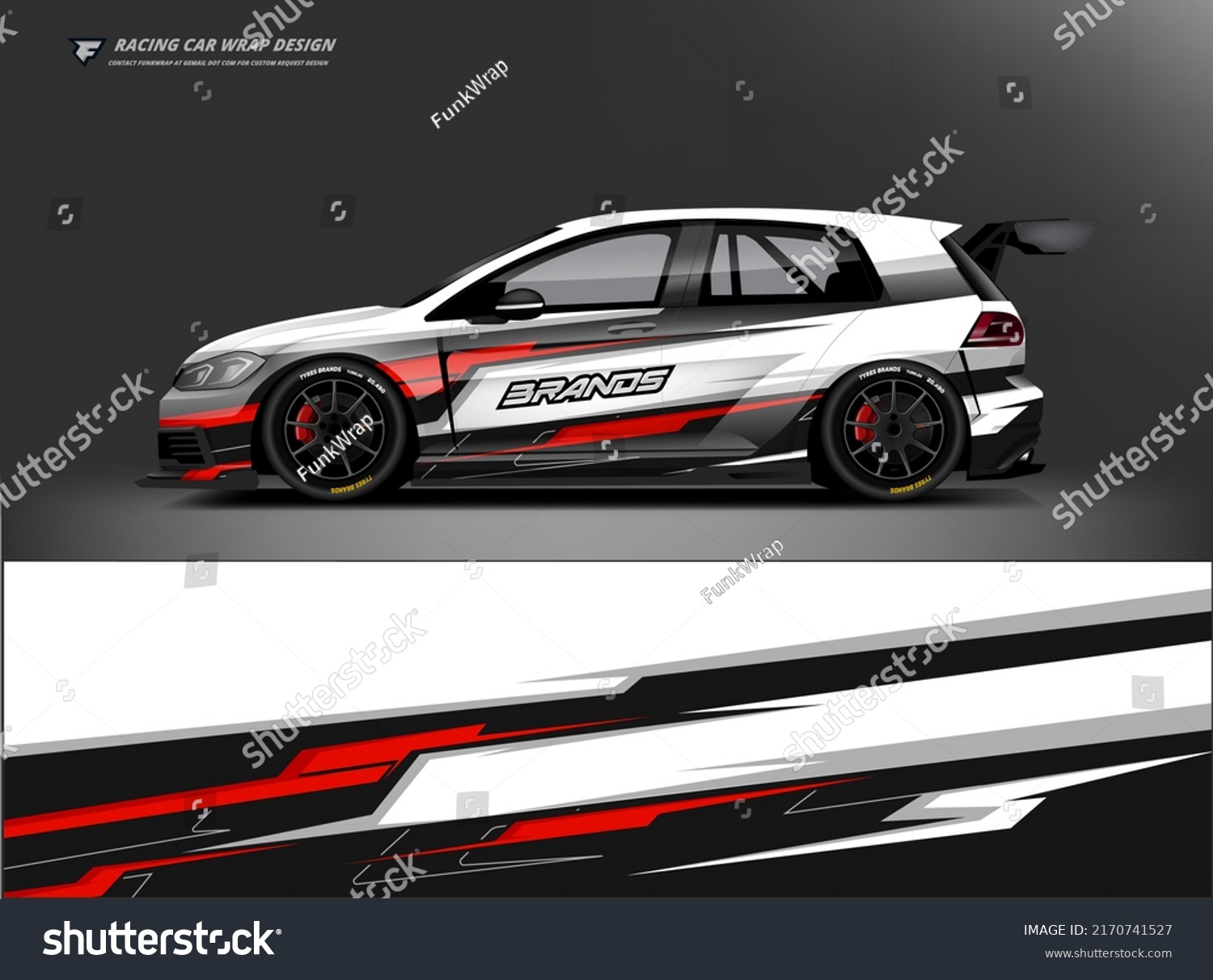 Car decal design vector. Graphic abstract stripe racing background kit designs for wrap vehicle, race car, rally, adventure and livery