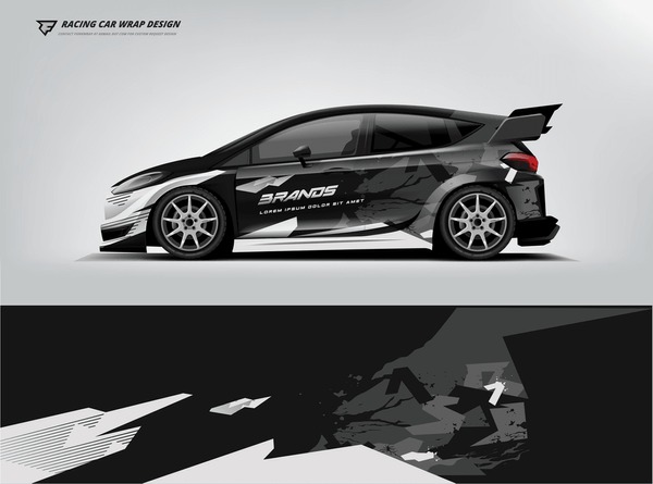 Car decal design vector. Graphic abstract stripe racing background kit designs for wrap vehicle, race car, rally, adventure and livery
