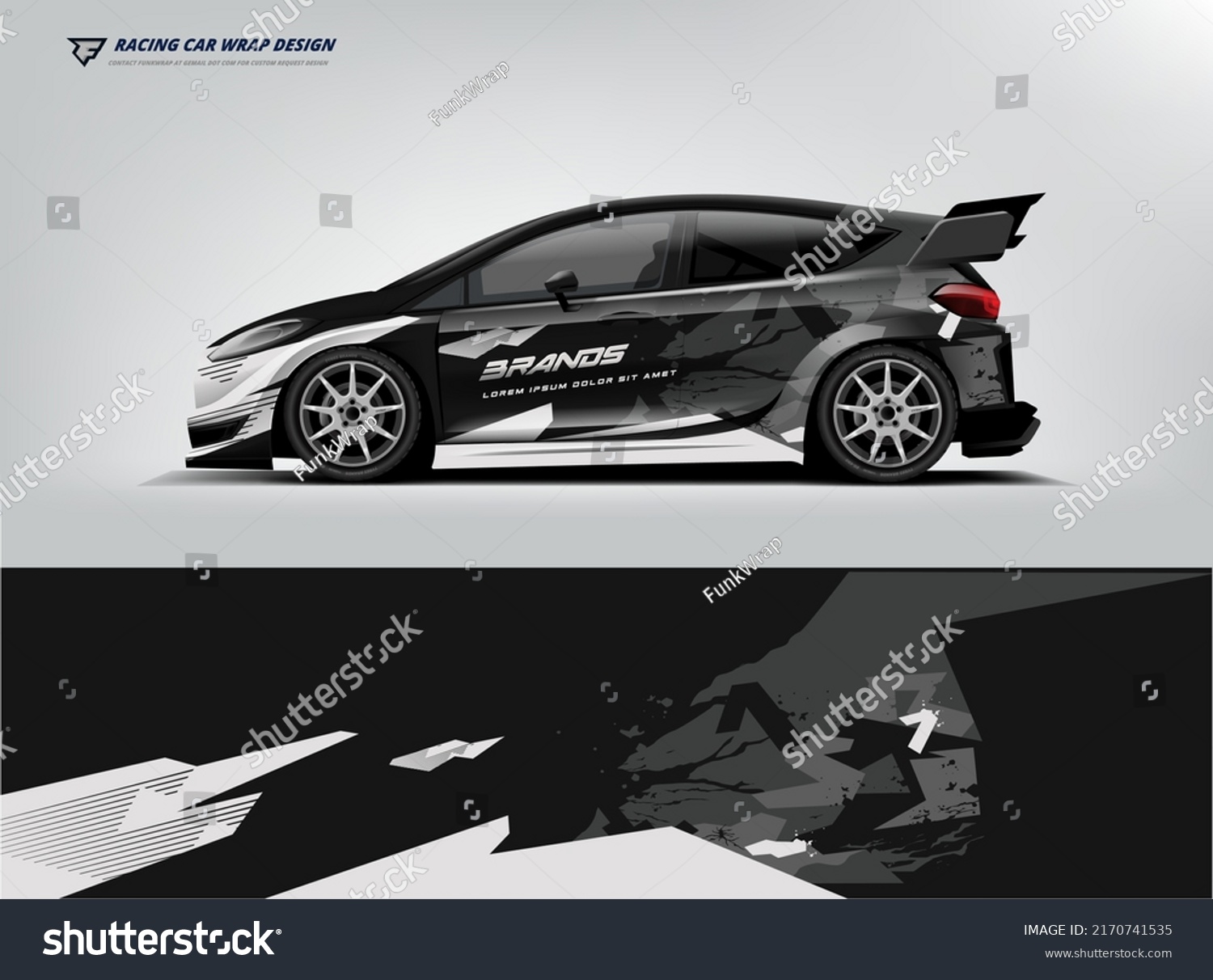 Car decal design vector. Graphic abstract stripe racing background kit designs for wrap vehicle, race car, rally, adventure and livery
