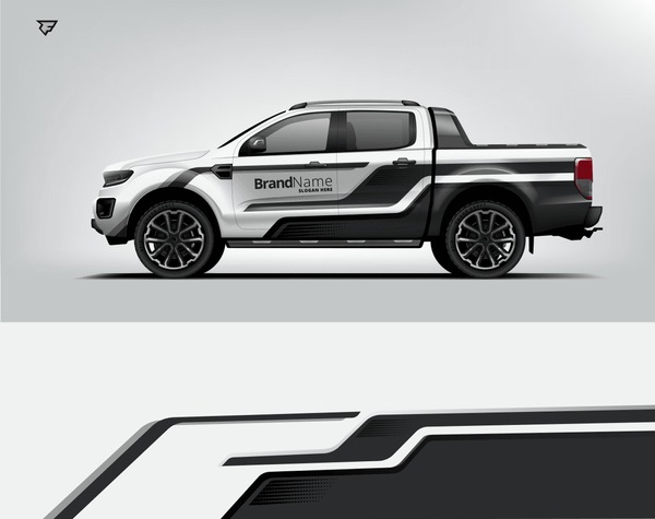 Truck wrap design. Modern eye catching printable design file.