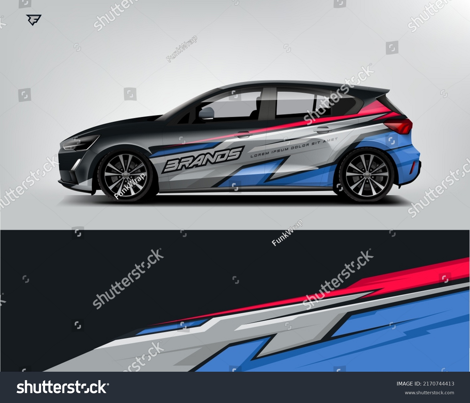 City Car Wrap Design modern eye catching ready use. place your logo. Printable eps files.