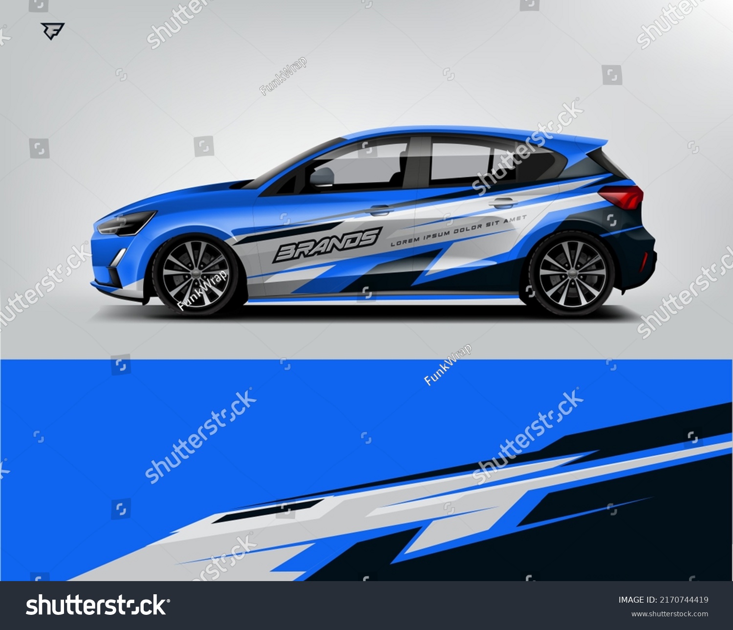 City Car Wrap Design modern eye catching ready use. place your logo. Printable eps files.