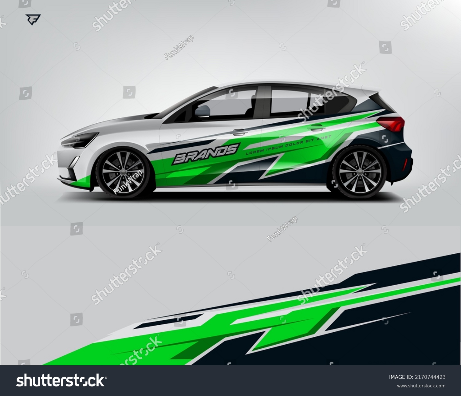 City Car Wrap Design modern eye catching ready use. place your logo. Printable eps files.