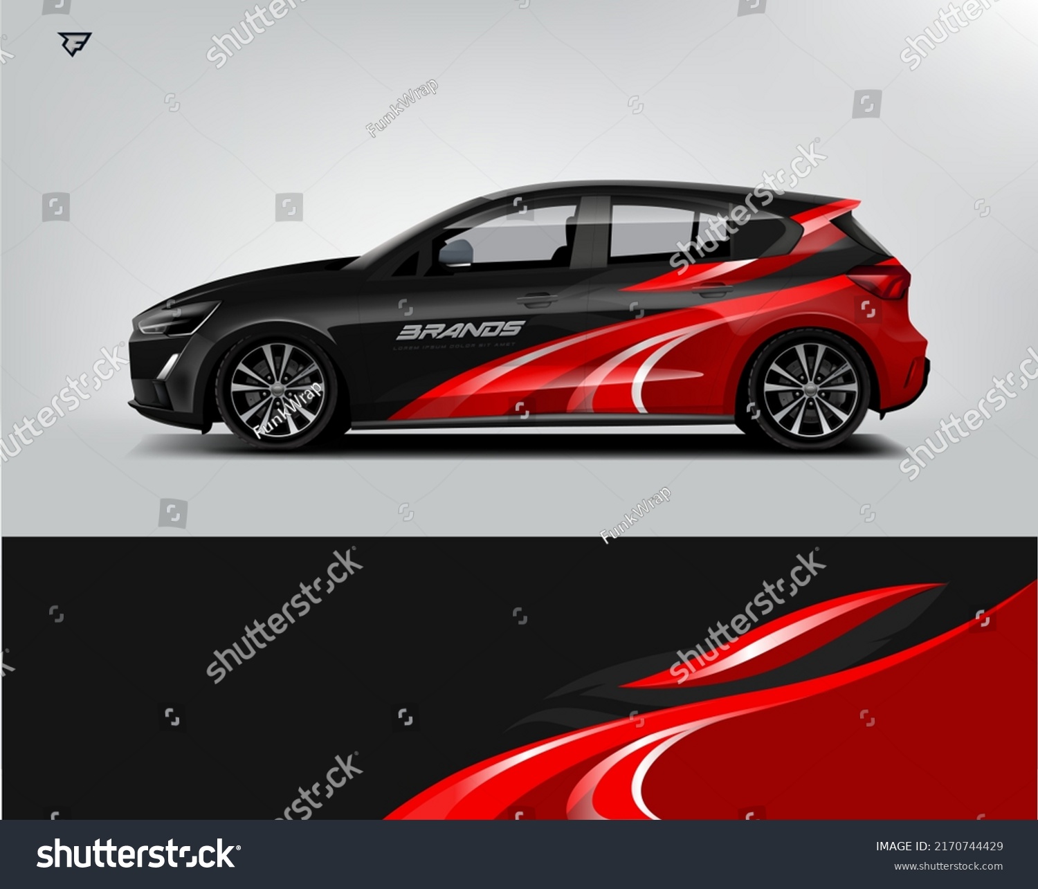 City Car Wrap Design modern eye catching ready use. place your logo. Printable eps files.