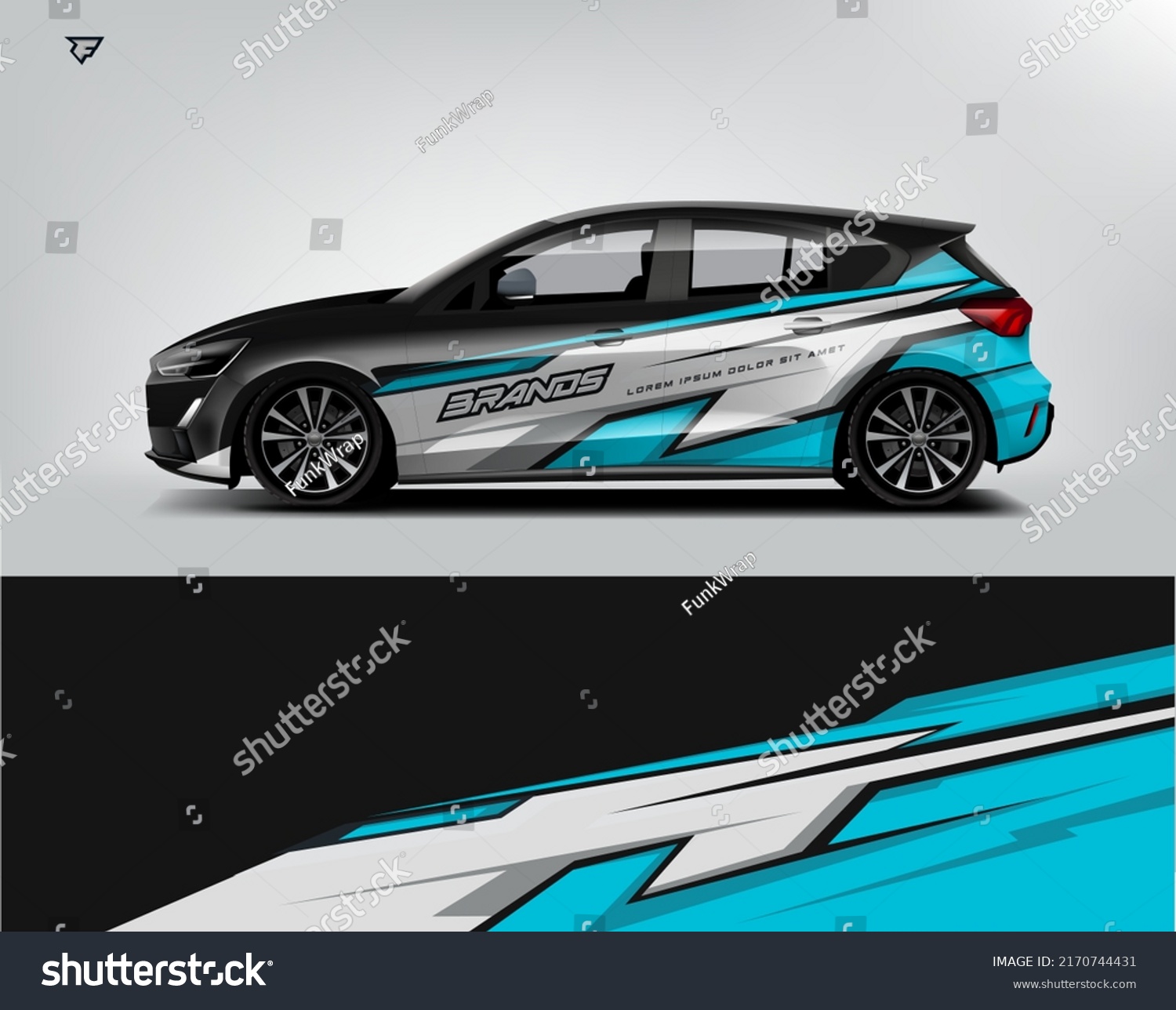City Car Wrap Design modern eye catching ready use. place your logo. Printable eps files.