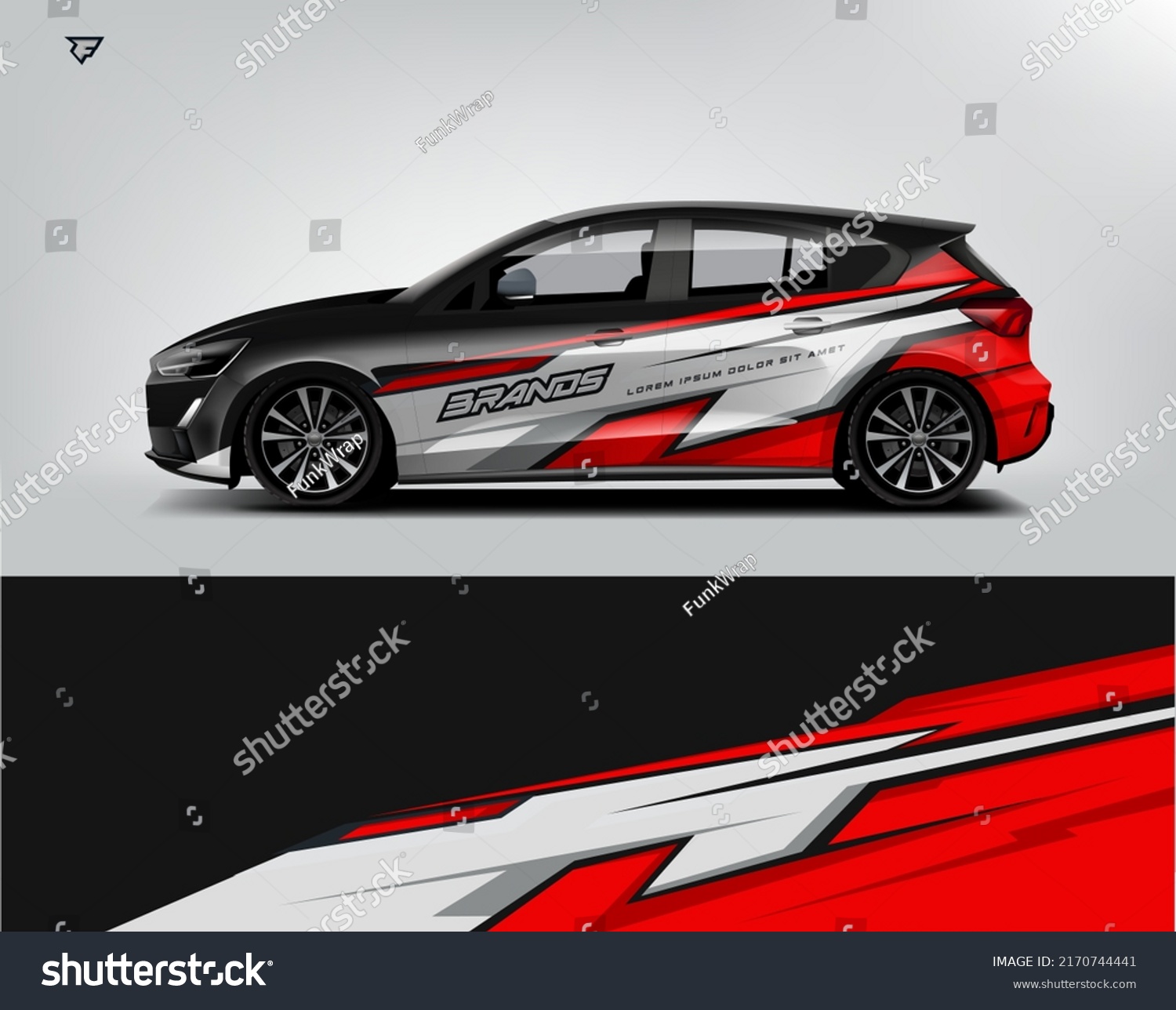 City Car Wrap Design modern eye catching ready use. place your logo. Printable eps files.