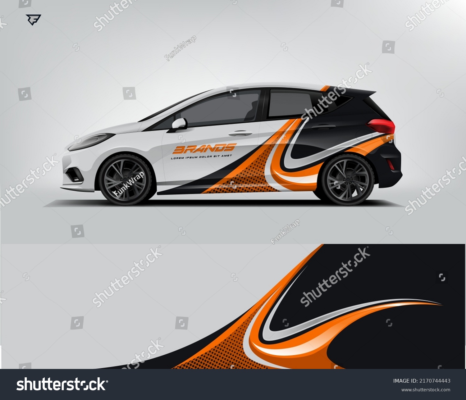 City Car Wrap Design modern eye catching ready use. place your logo. Printable eps files.