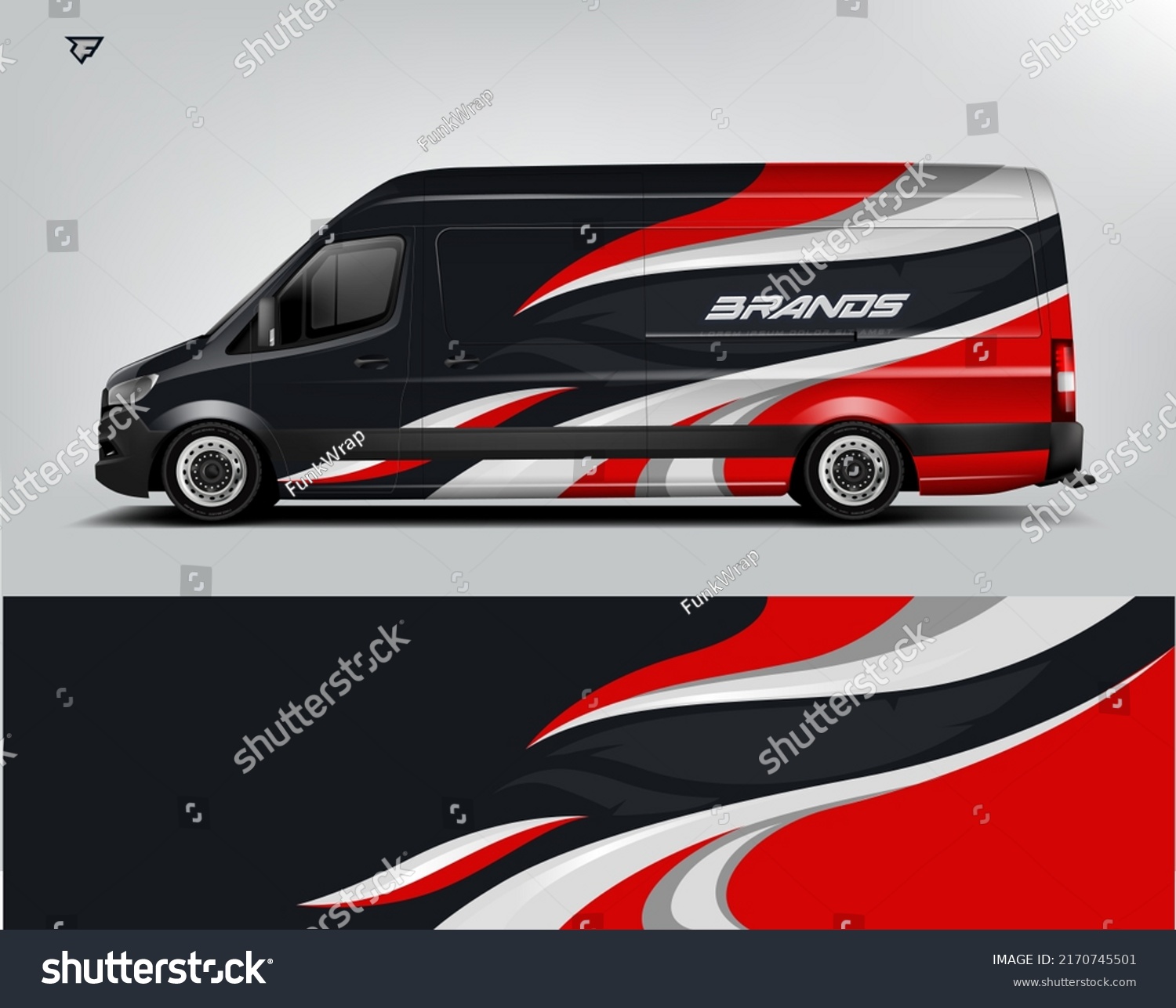 Van Wrap Design modern eye catching ready use. place your logo. Printable eps files.