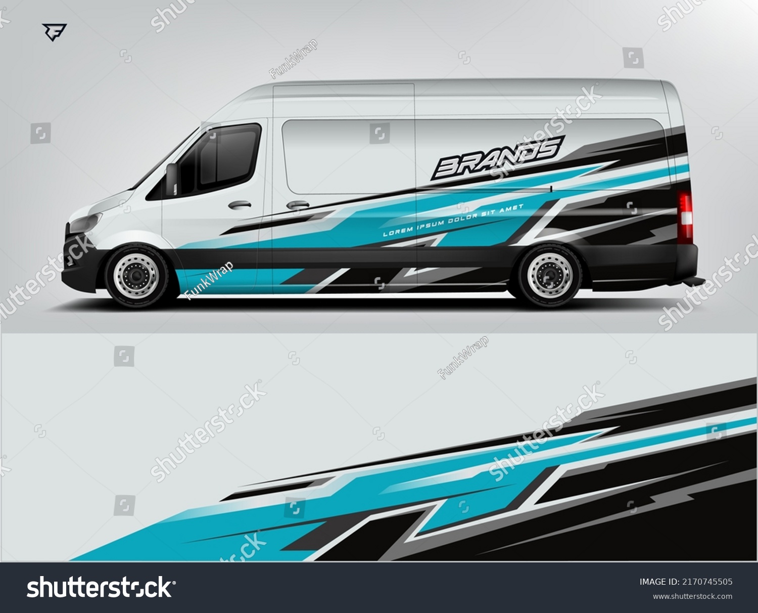 Van Wrap Design modern eye catching ready use. place your logo. Printable eps files.