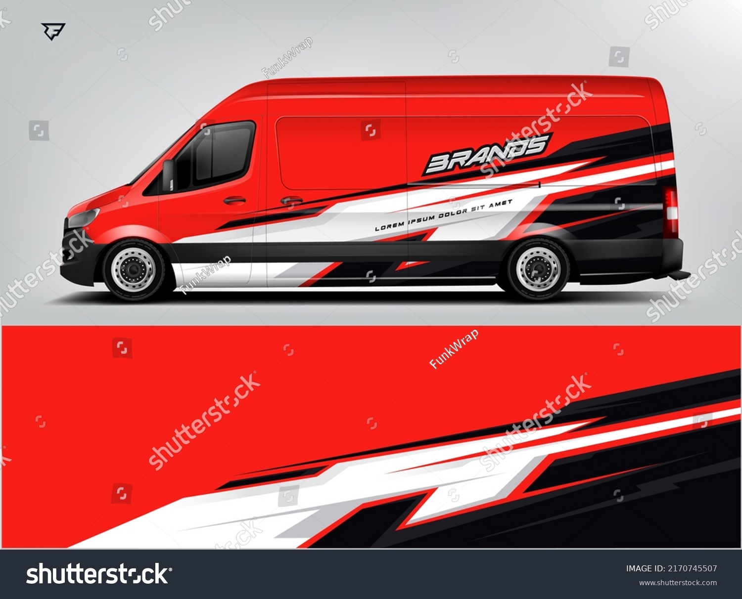 Van Wrap Design modern eye catching ready use. place your logo. Printable eps files.