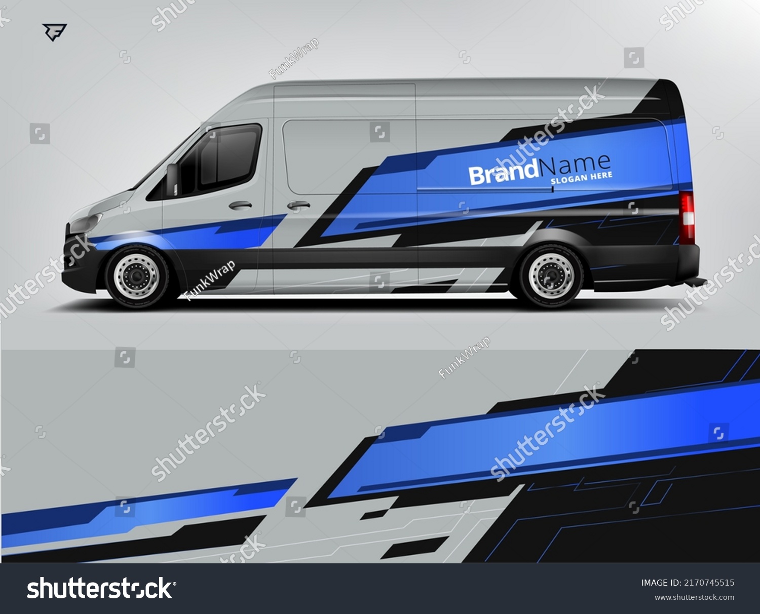 Van Wrap Design modern eye catching ready use. place your logo. Printable eps files.