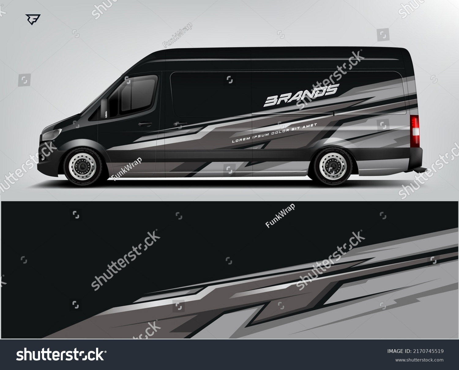 Van Wrap Design modern eye catching ready use. place your logo. Printable eps files.