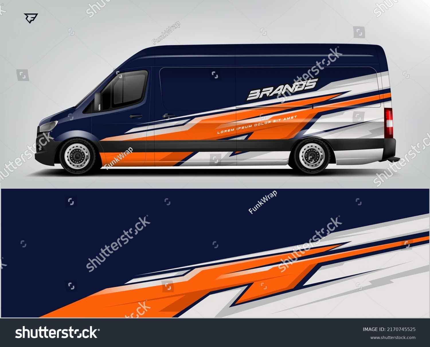 Van Wrap Design modern eye catching ready use. place your logo. Printable eps files.