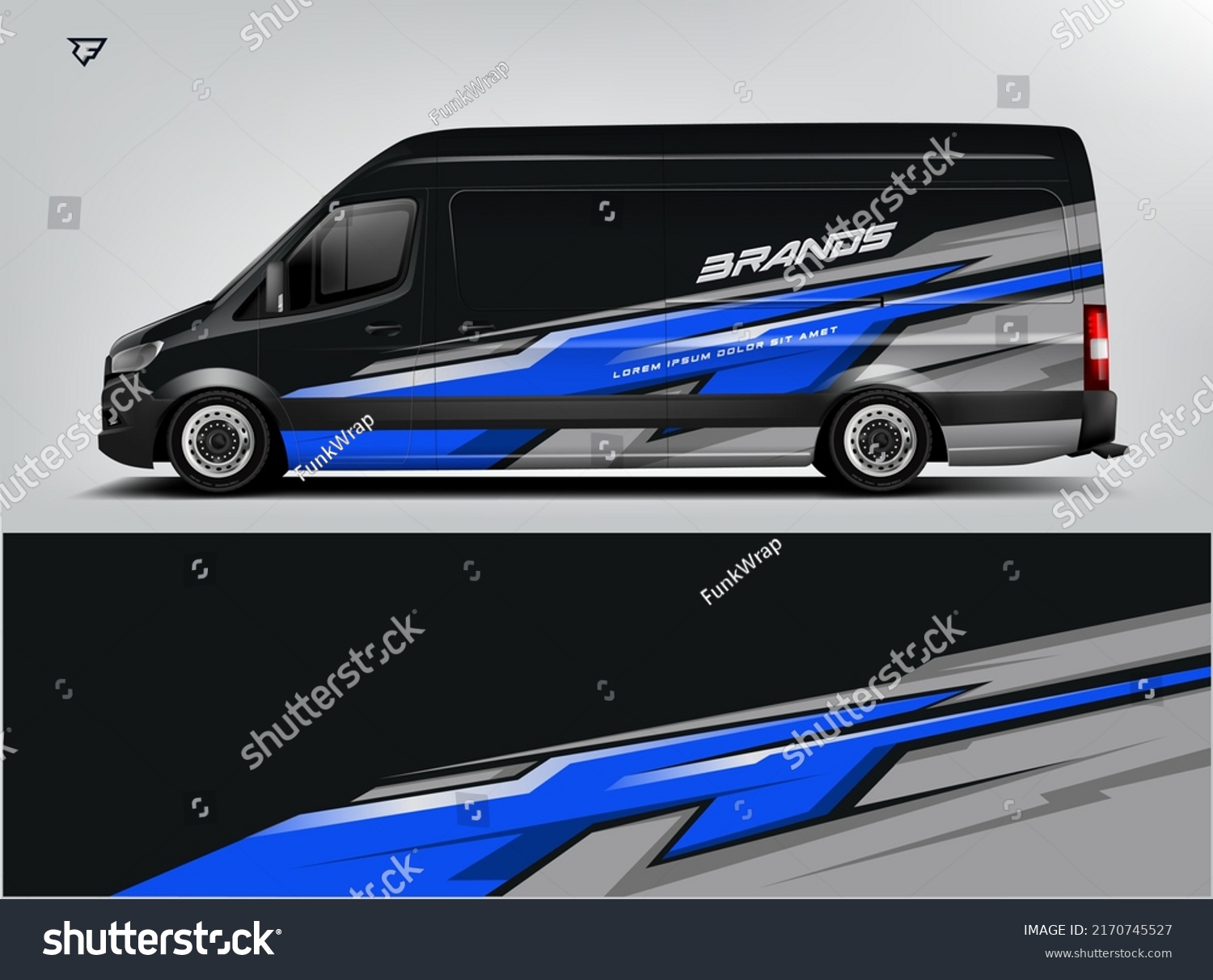 Van Wrap Design modern eye catching ready use. place your logo. Printable eps files.