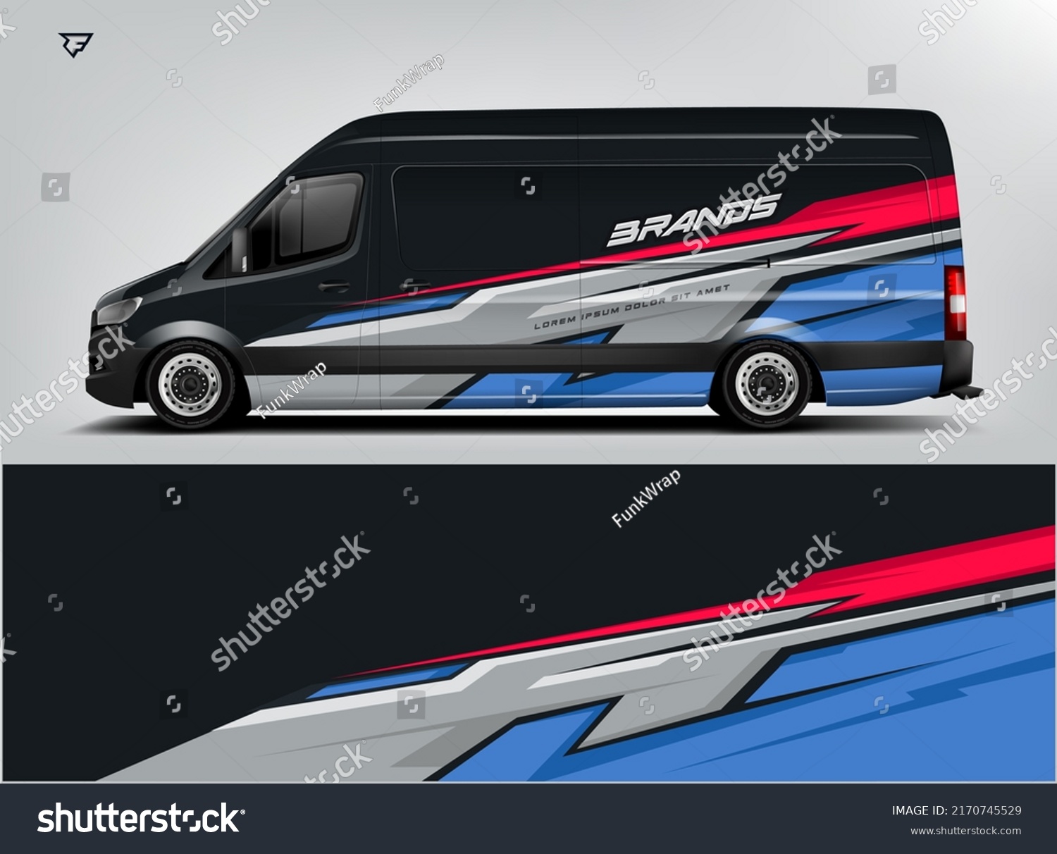 Van Wrap Design modern eye catching ready use. place your logo. Printable eps files.
