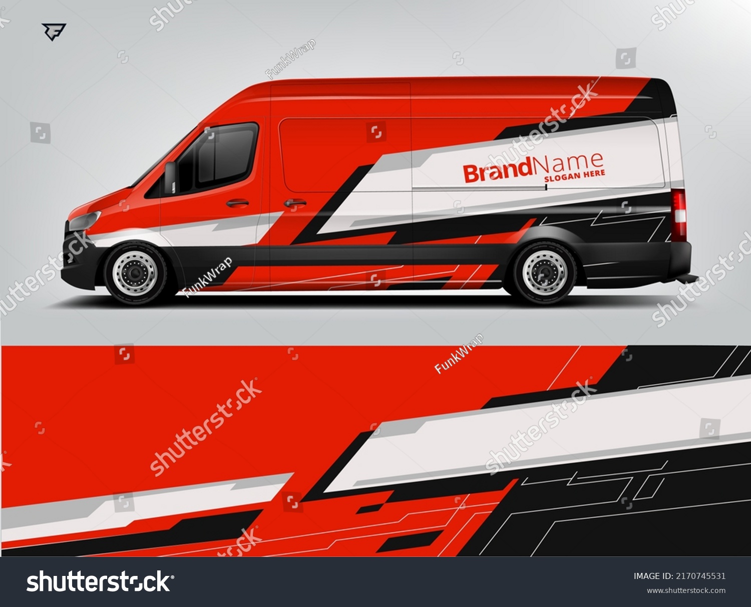 Van Wrap Design modern eye catching ready use. place your logo. Printable eps files.