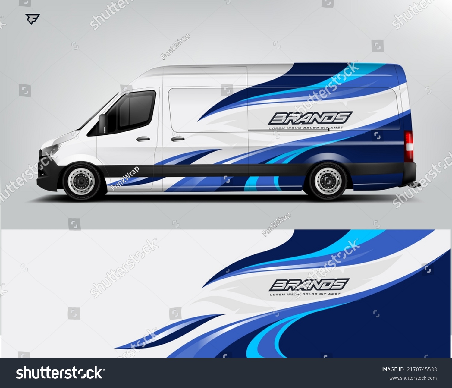 Van Wrap Design modern eye catching ready use. place your logo. Printable eps files.
