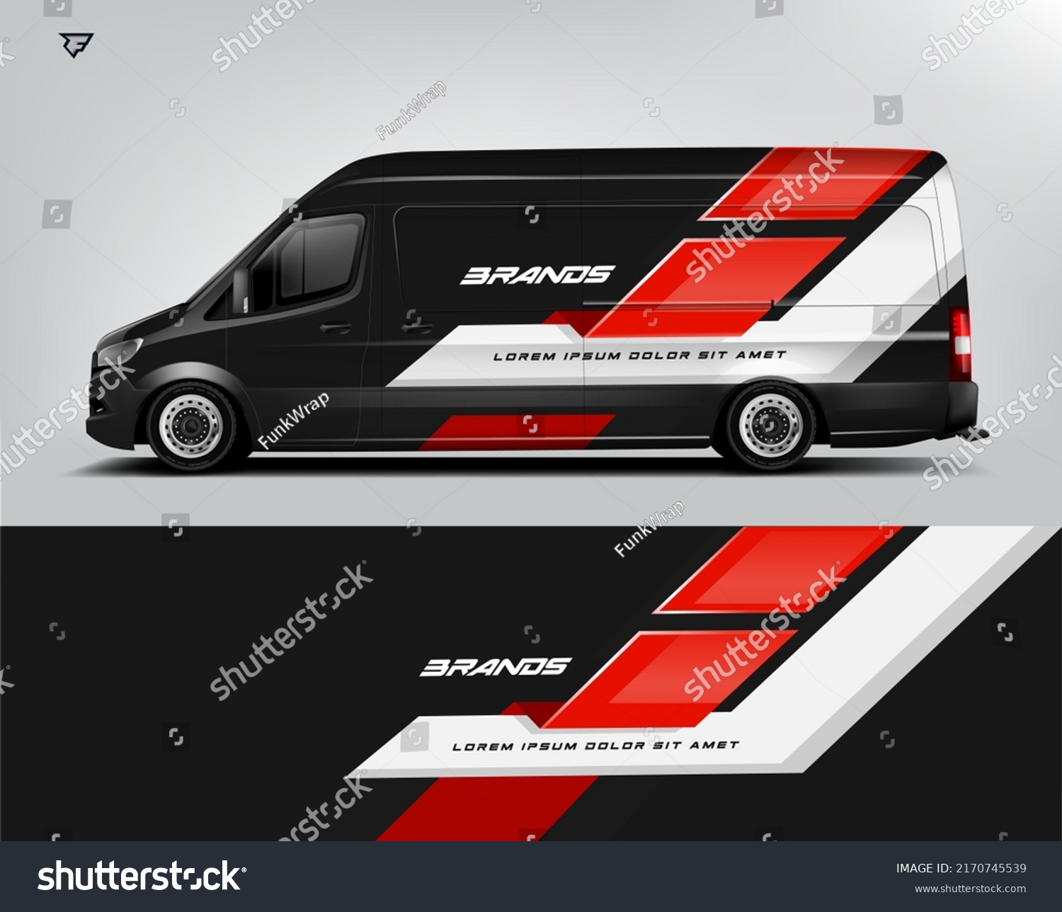 Van Wrap Design modern eye catching ready use. place your logo. Printable eps files.