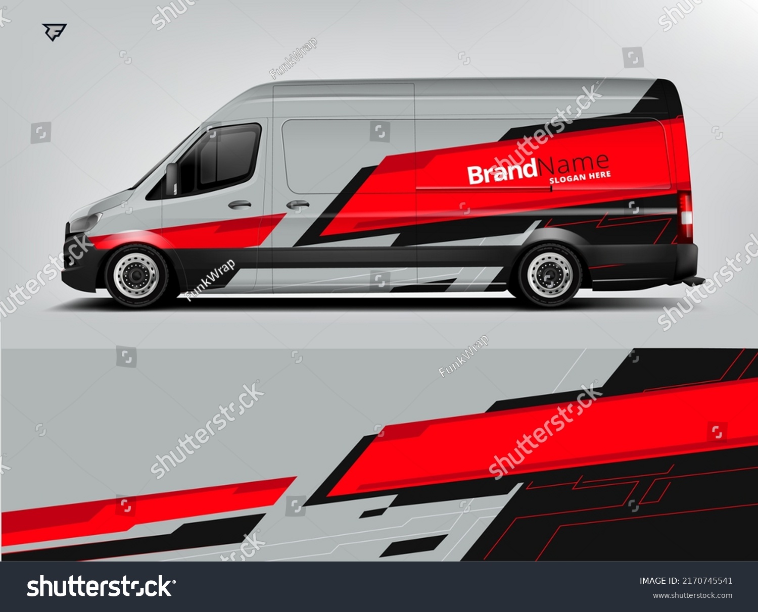 Van Wrap Design modern eye catching ready use. place your logo. Printable eps files.