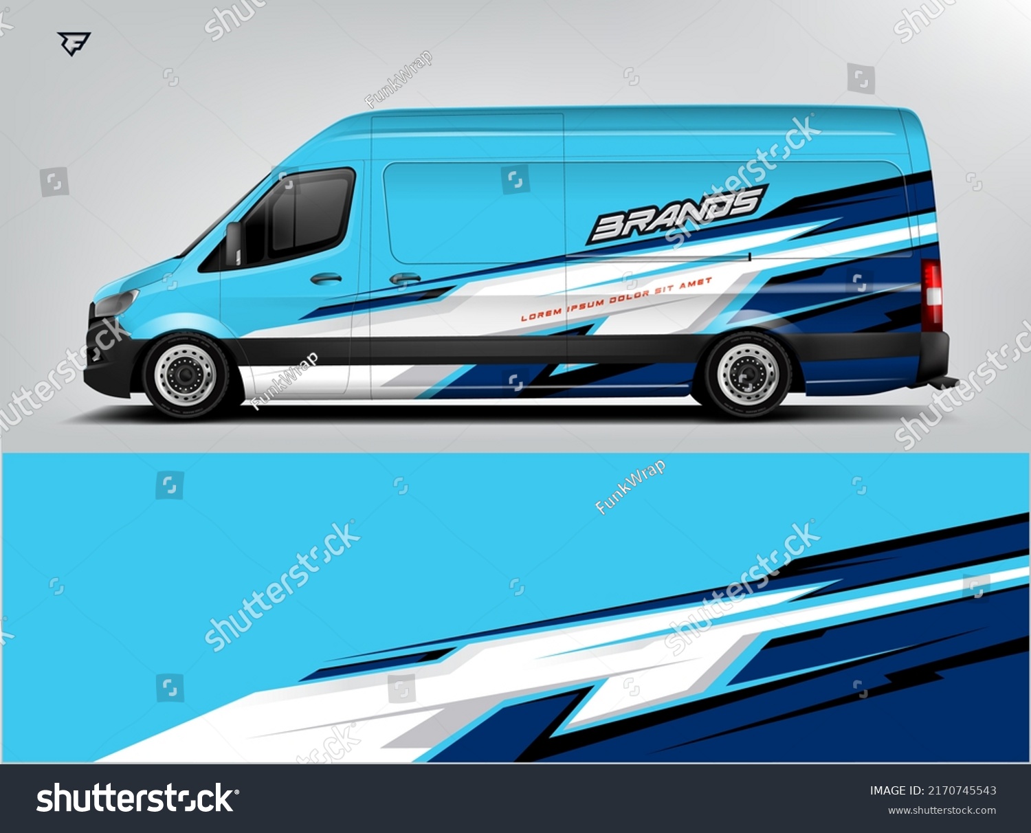 Van Wrap Design modern eye catching ready use. place your logo. Printable eps files.