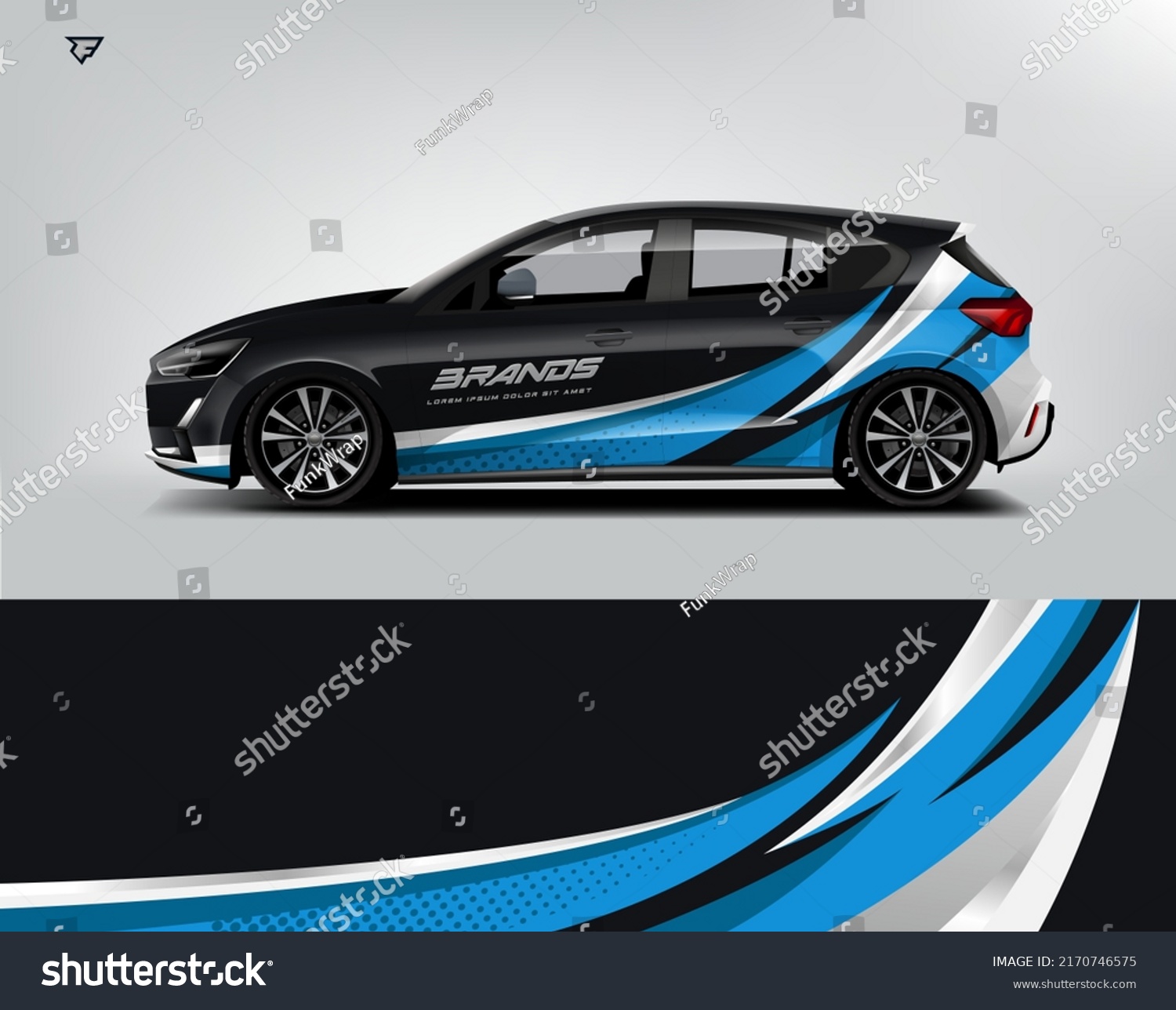 City Car Wrap Design modern eye catching ready use. place your logo. Printable eps files.