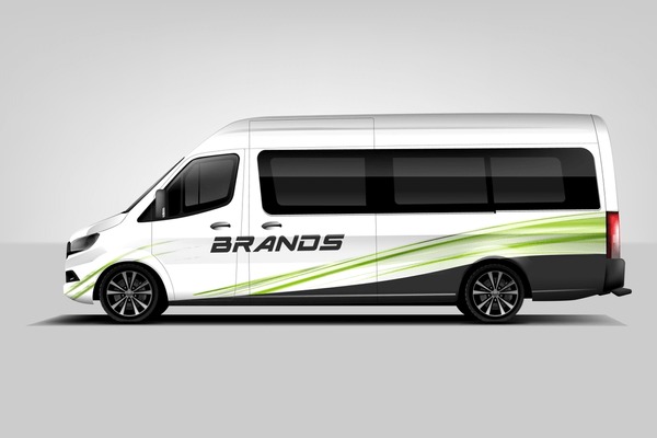 Cargo van car wrap design vector. Graphic abstract background kit designs for wrap vehicle, branding car dekal