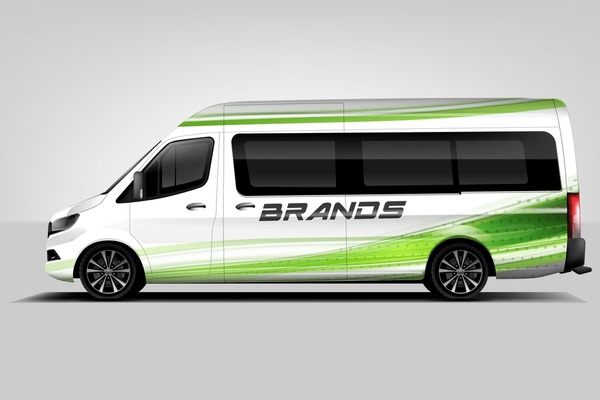 Car decal van wrap design vector. Graphic company background designs . Van, bus, truck, wrap design dekal