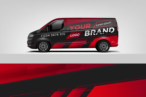 Cargo van wrap decal designs. Graphic abstract stripe designs for vehicle branding. Full vector EPS 10 dekal