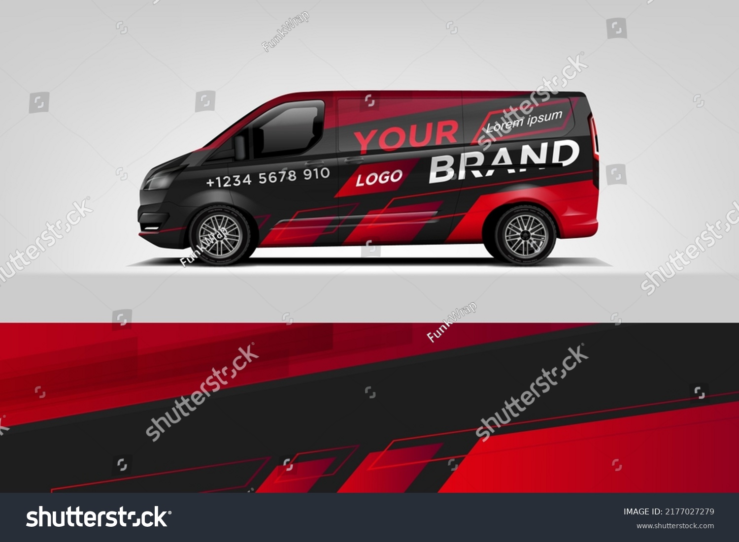 Cargo van wrap decal designs. Graphic abstract stripe designs for vehicle branding. Full vector EPS 10 dekal