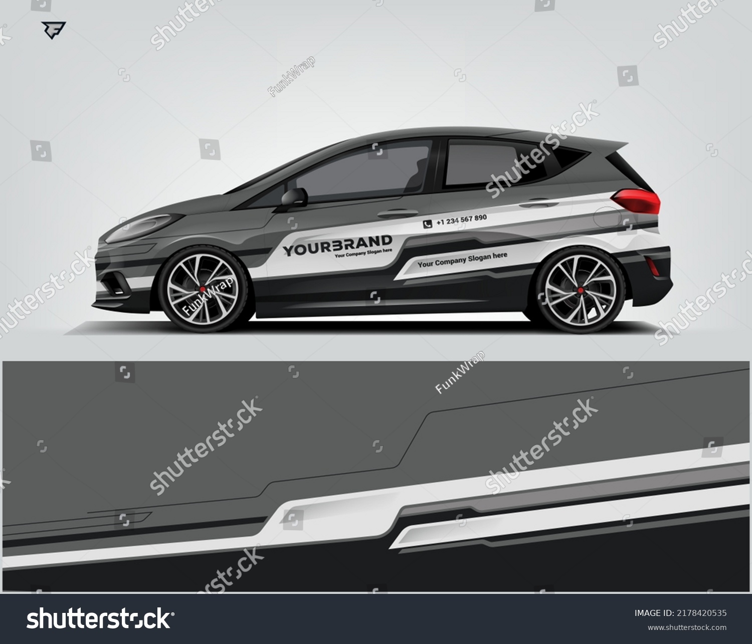 Car Wrap Livery Design for your branding company and advertising. Printable file eps 10 .