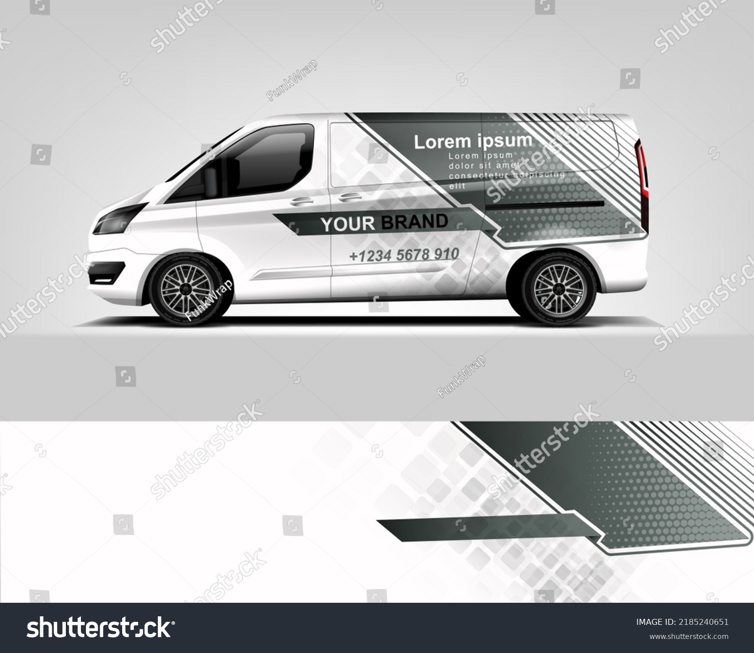 Red Van Wrap Design. Abstract geometric van wrap printable file eps10 dekal