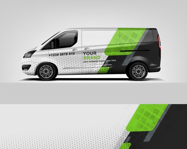 Red Van Wrap Design. Abstract geometric van wrap printable file eps10 dekal