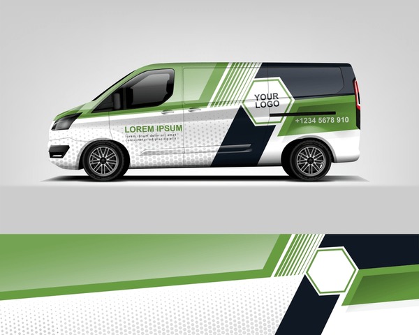 Red Van Wrap Design. Abstract geometric van wrap printable file eps10 dekal
