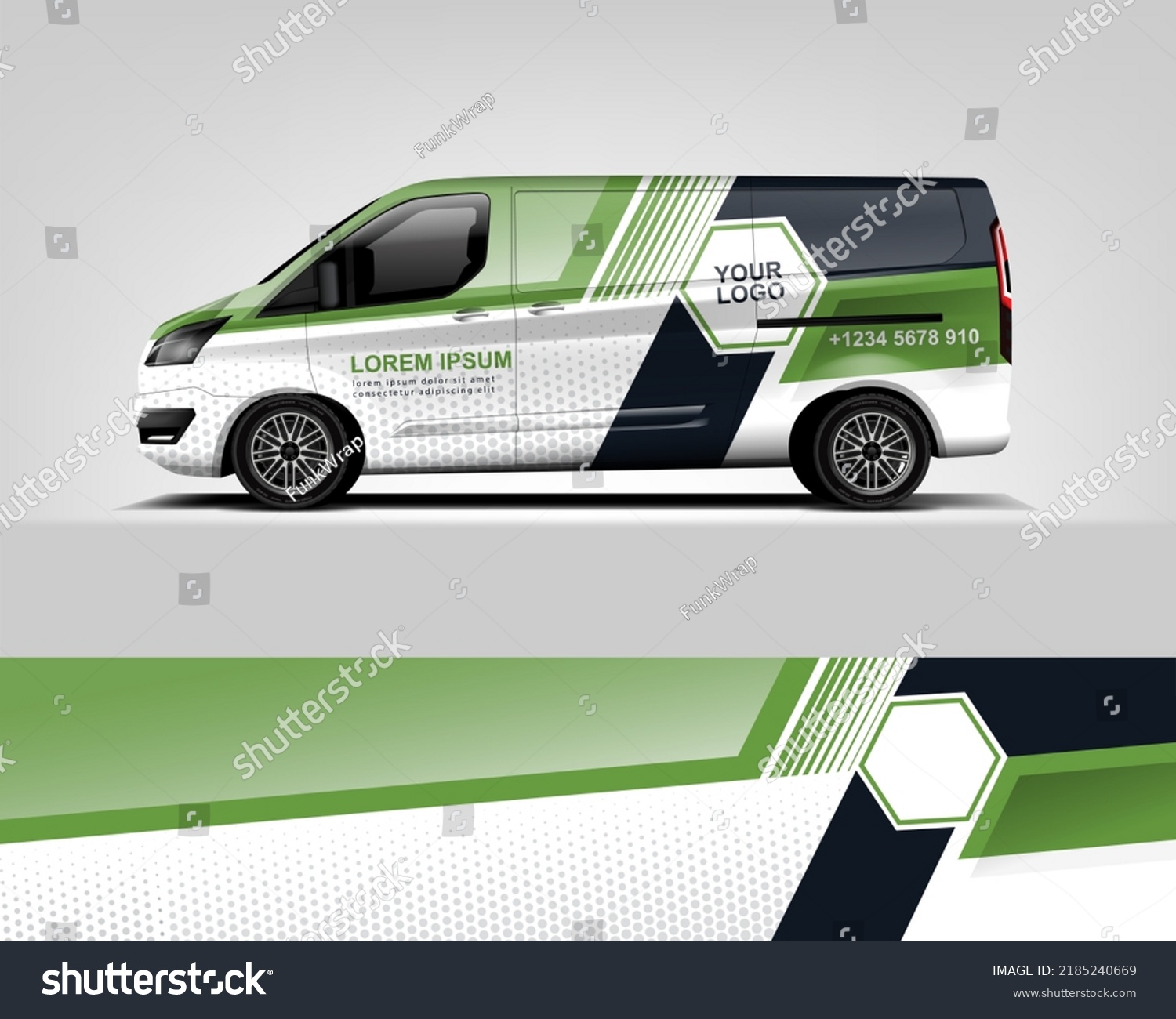 Red Van Wrap Design. Abstract geometric van wrap printable file eps10 dekal