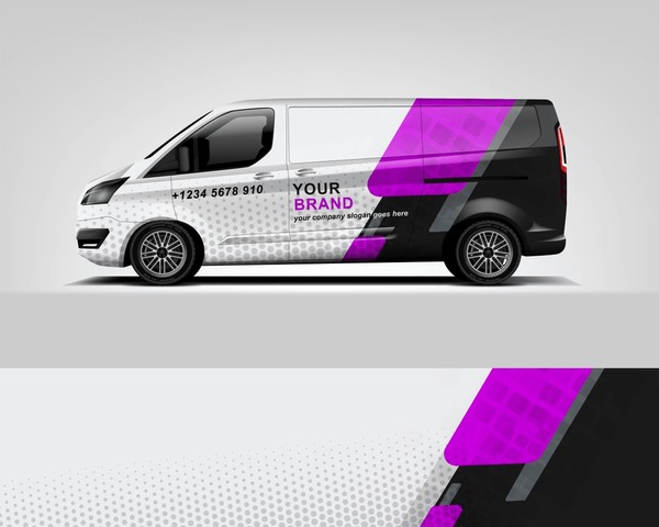 Red Van Wrap Design. Abstract geometric van wrap printable file eps10 dekal