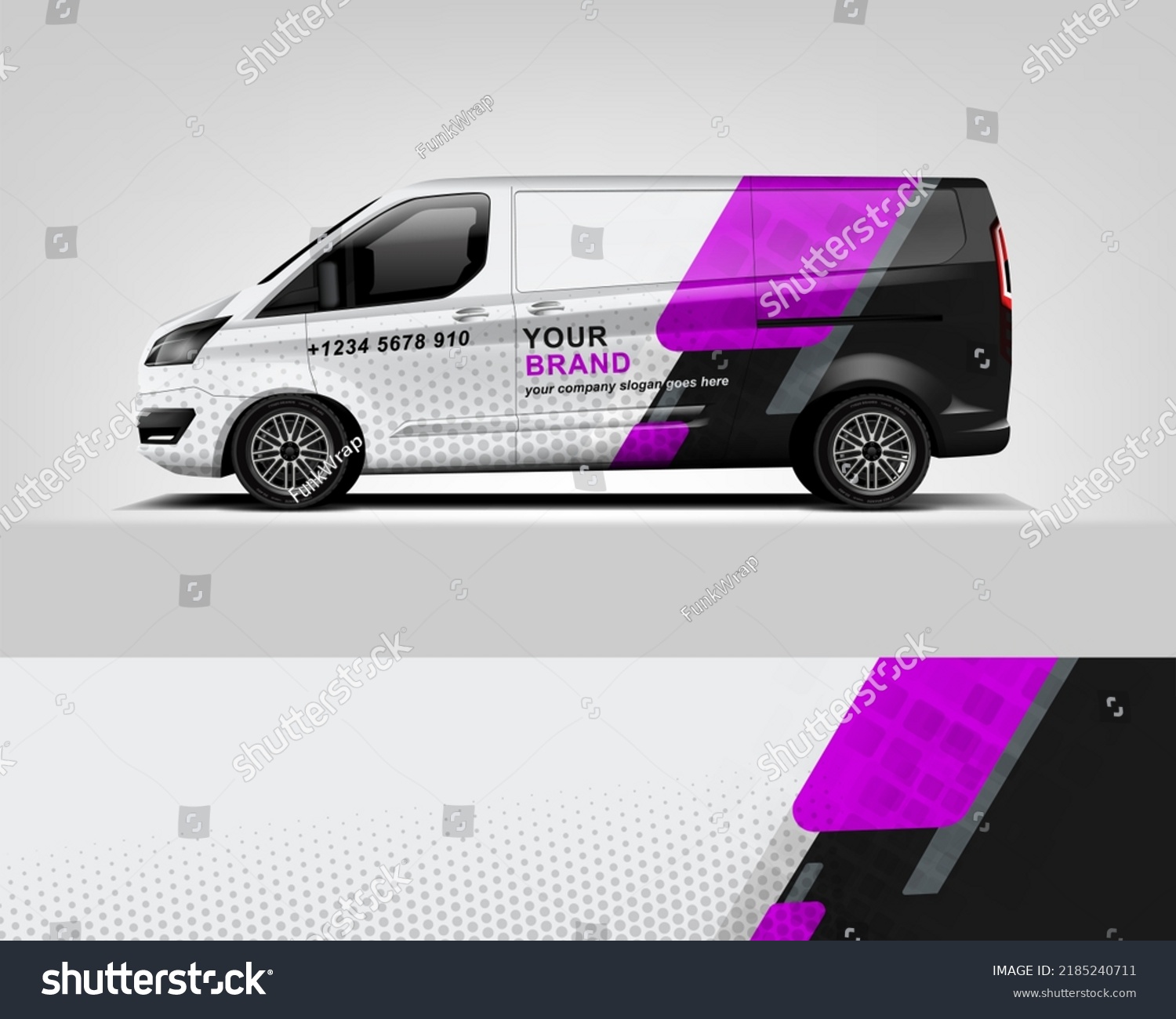 Red Van Wrap Design. Abstract geometric van wrap printable file eps10 dekal