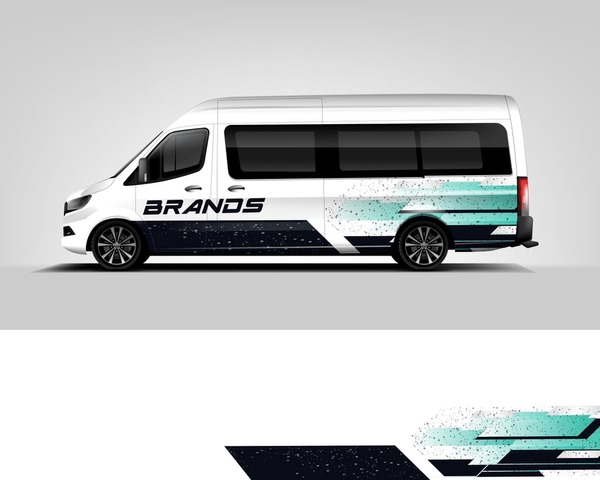 Red Van Wrap Design. Abstract geometric van wrap printable file eps10 dekal